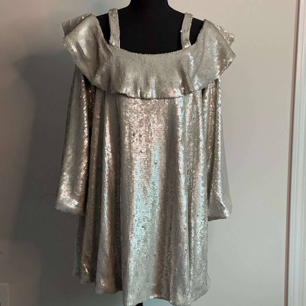 Topshop Metallic Sequin Mini Dress